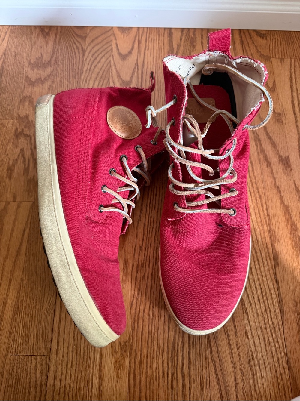 Blackstone Red Canvas High-Top Sneakers